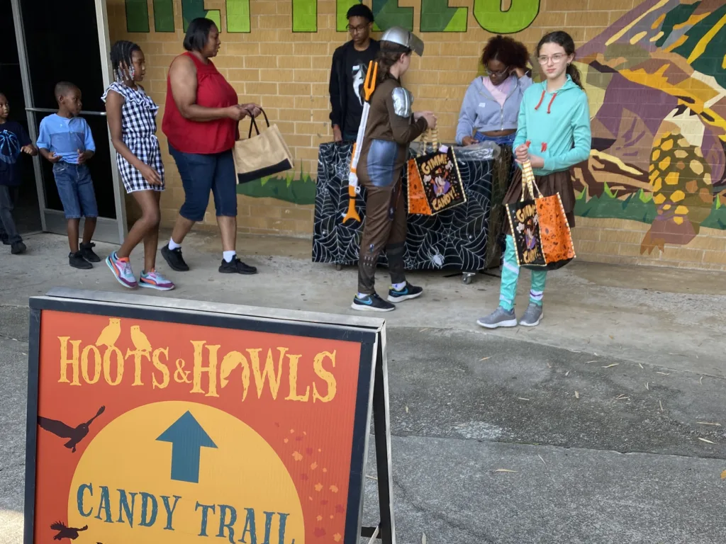 Kids on the candy trail at Hoots and Howls at the Birmingham Zoo.