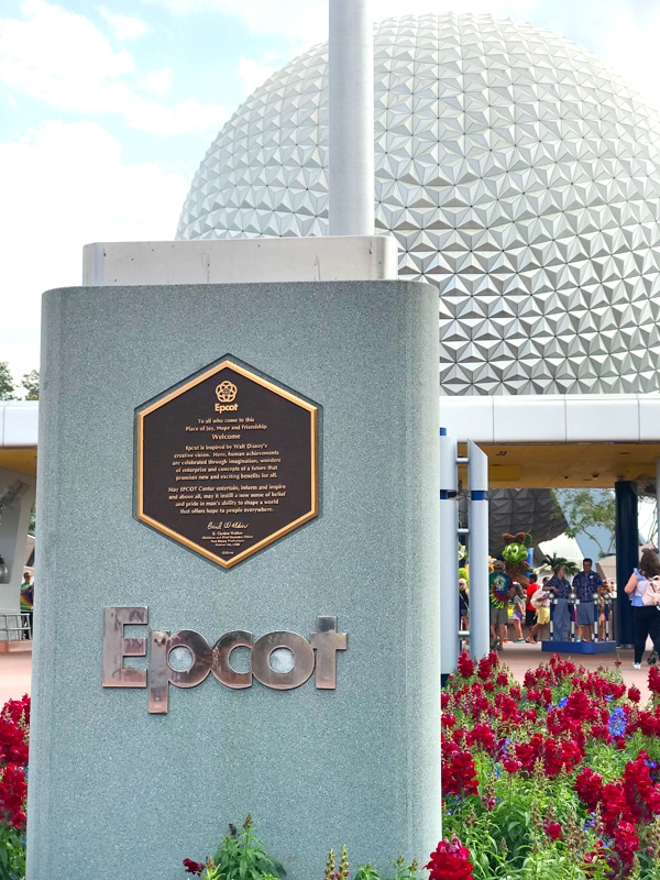 Epcot entrance sign
