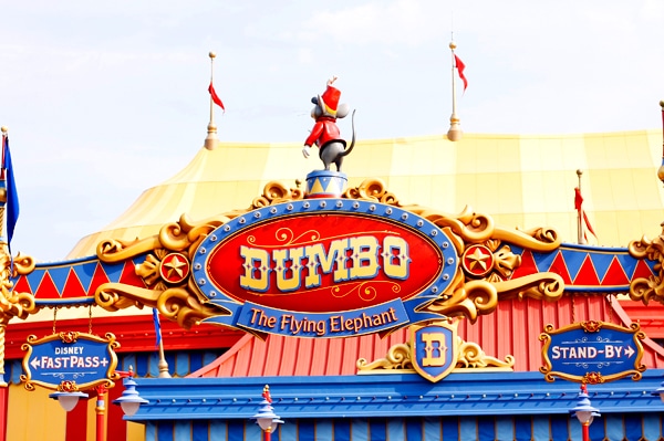 Dumbo ride sign at Disney World