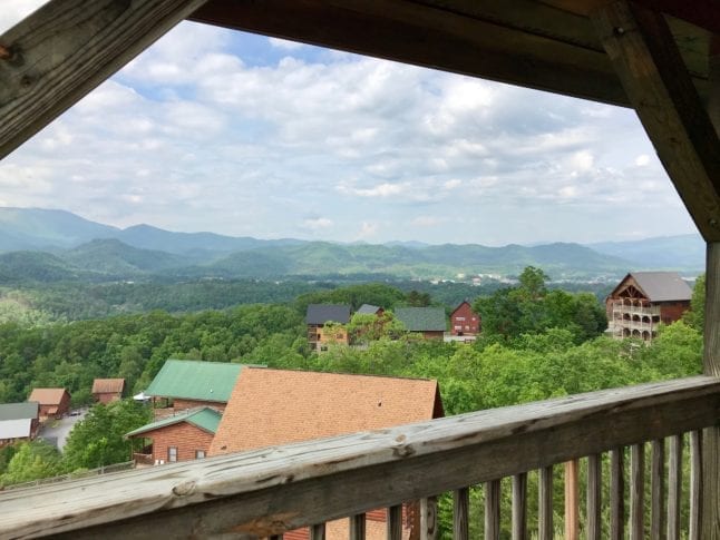 View of the Smoky Mountains from the cabin porch