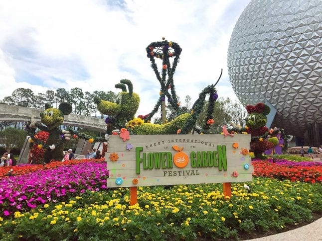 Signage with Epcot International Flower and Garden Festival displayed