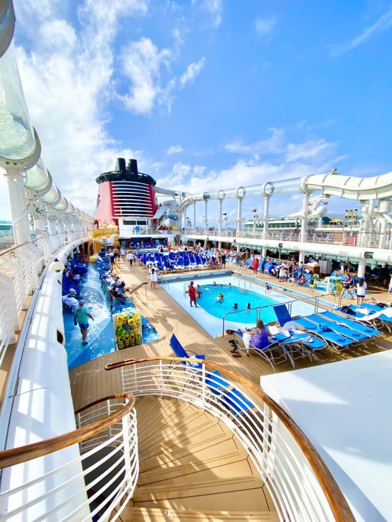 View of the pool deck on the Disney Dream ship