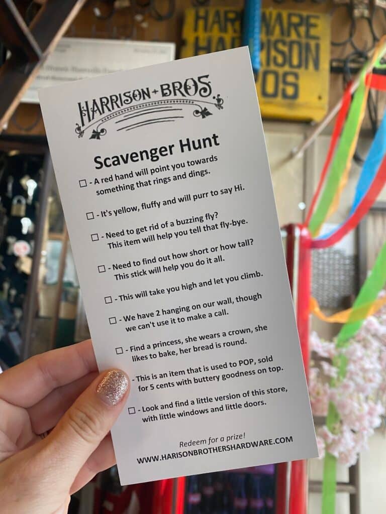 Harrison Brothers Hardware Scavenger Hunt