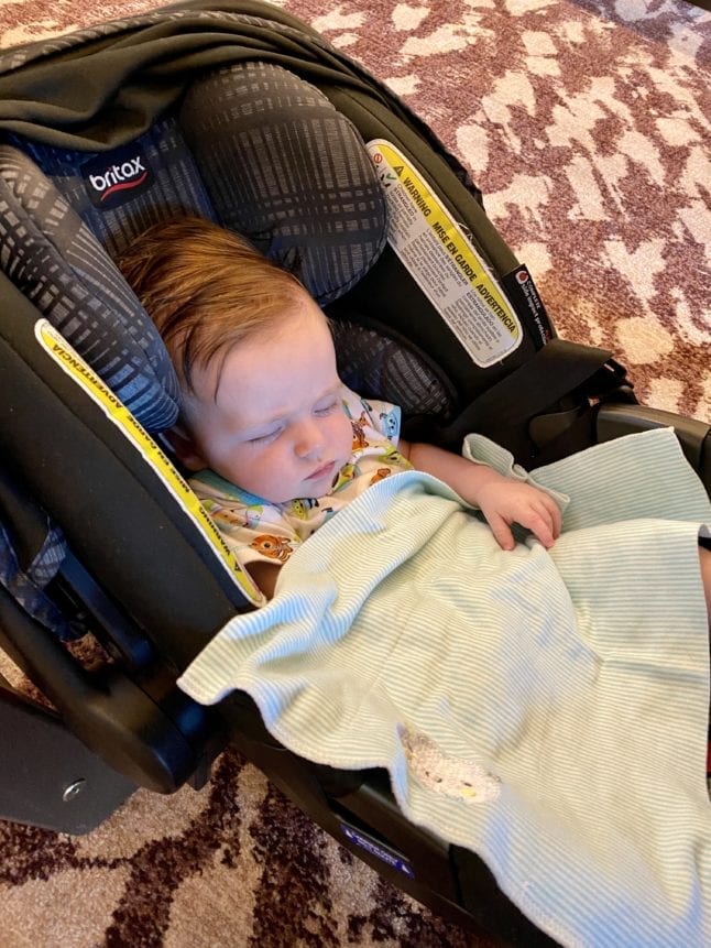 Baby napping in carseat