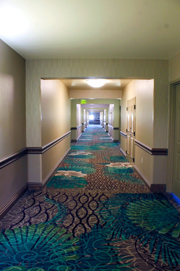 Renovated hallway at Shades of Green hotel