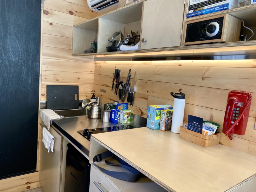 Kitchen inside Getaway Cabin Coosa River