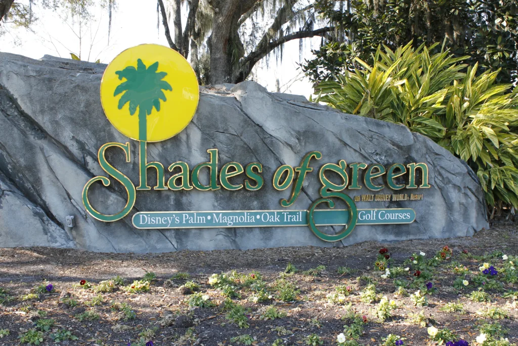 Entrance sign for Shades of Green